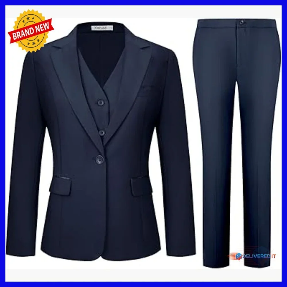 Slim Fit 3 Piece Suit Set Blazer Vest Pants Business Office Professional